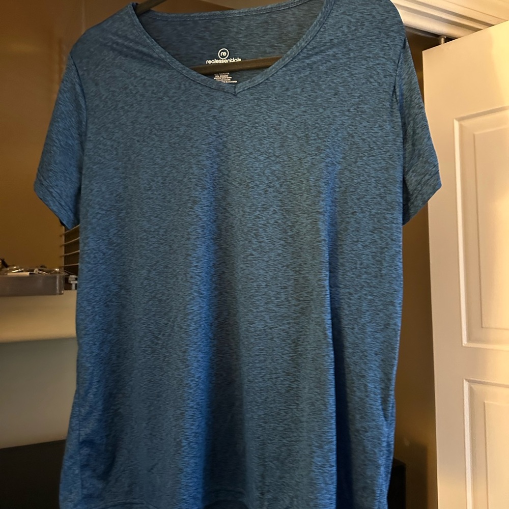 Essentials Heather Blue V-Neck Tee